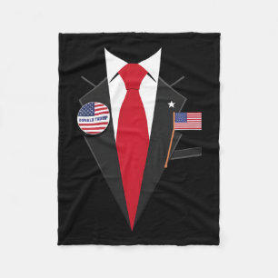 Donald Trump Suit And Tie Halloween Costume 1  Fleece Blanket