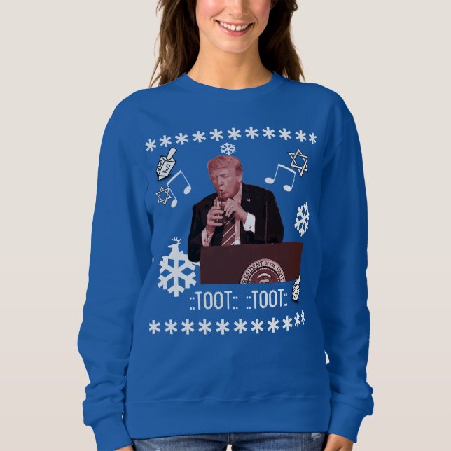 Donald Trump Ugly Hanukkah Playing bottle sweater (Front)