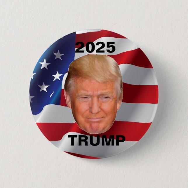 Donald Trump - United States President 2025 6 Cm Round Badge (Front)