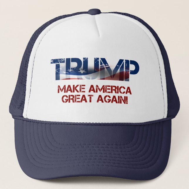 Donald Trump US Flag Trucker Hat (Front)