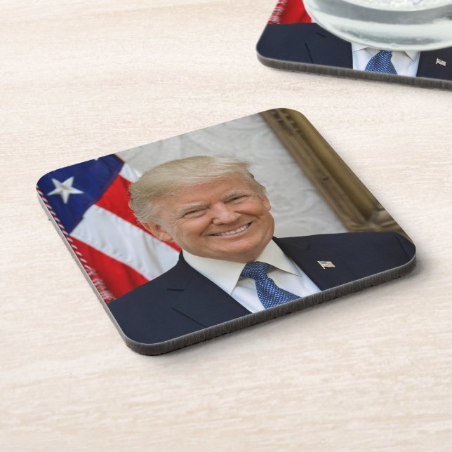 Donald Trump US President White House MAGA 2024  Coaster (Left Side)