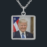 Donald Trump US President White House MAGA 2024  Sterling Silver Necklace<br><div class="desc">Donald J. Trump the 45th President of the United States. Donald John Trump was born in Queens, New York, on June 14, 1946. His father, Fred Trump was a successful real estate developer. Trump was educated at the New York Military Academy and the Wharton School of Finance and Commerce at...</div>