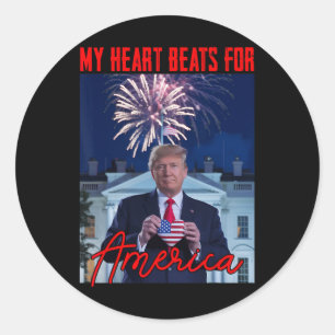 Donald Trump Valentine My Heart Beats For America Classic Round Sticker