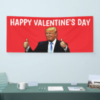 DONALD TRUMP VALENTINE'S DAY PARTY RED BANNER