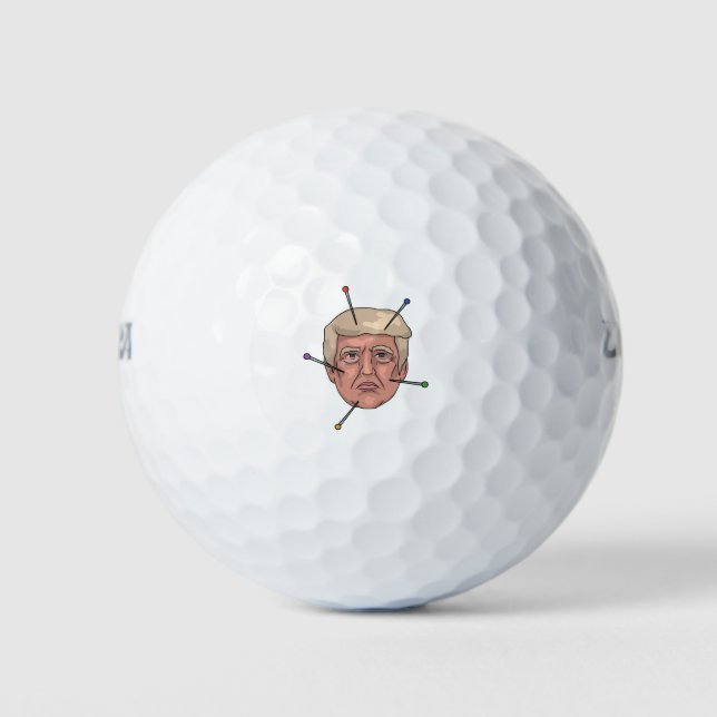 Donald Trump Voodoo Doll Pin Illustration Golf Balls (Front)