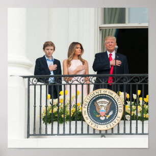 Donald Trump, W/ Melania & Barron At White House Poster