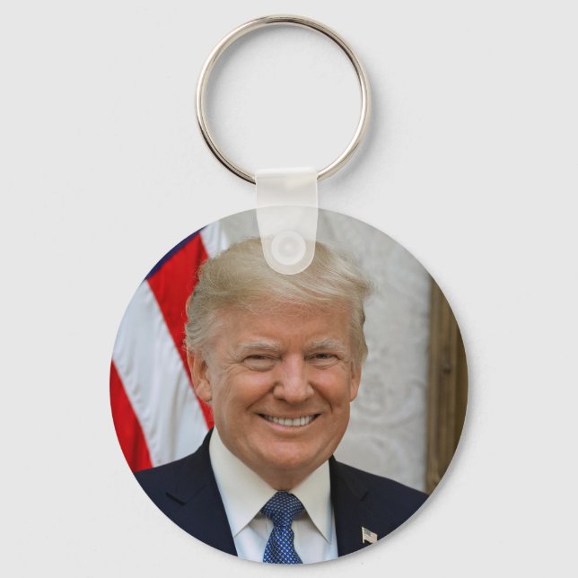 Donald Trump White House President Portrait Key Ring (Front)