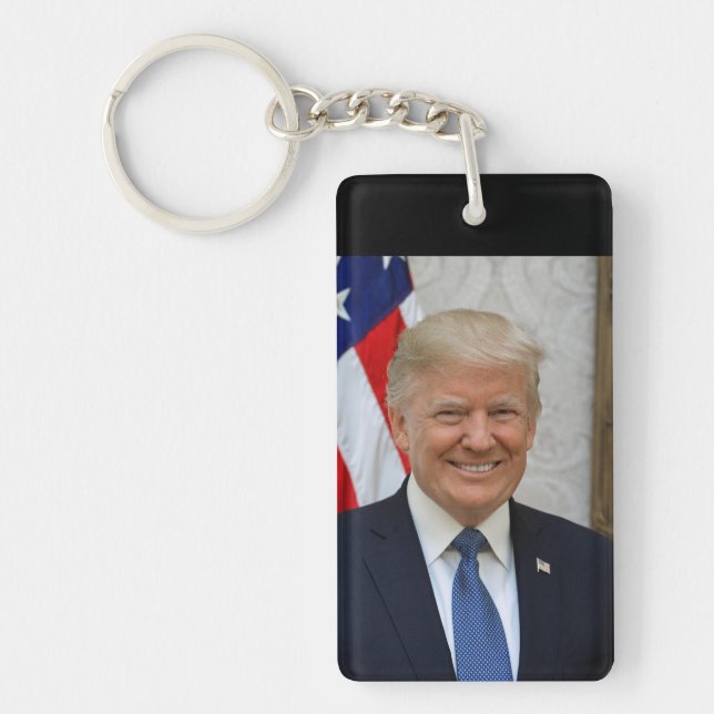 Donald Trump White House President Portrait Keycha Key Ring (Front)