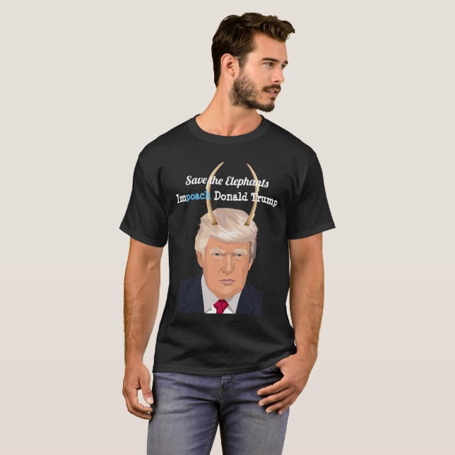 Donald Trump with Elephant Trump Devil Horns T-Shirt (Front Full)