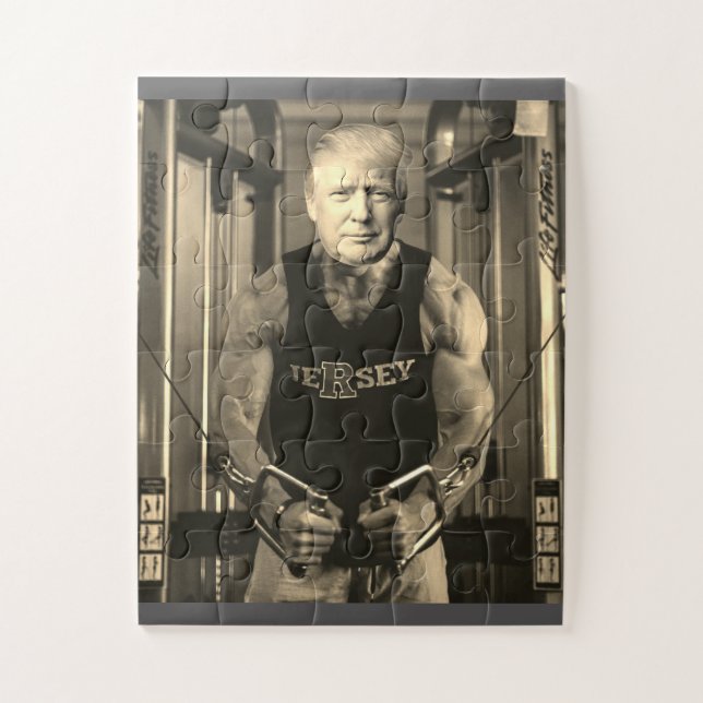 DONALD TRUMP WORKING OUT JIGSAW PUZZLE (Vertical)