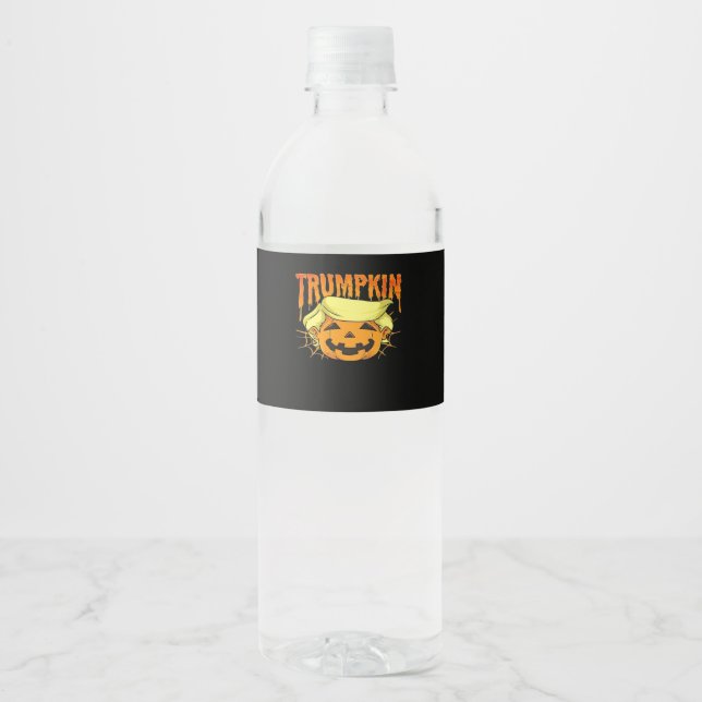 Donald Trumpkin Funny President Party Halloween Cl Water Bottle Label (Front)
