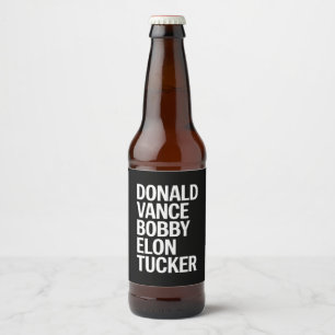 Donald Vance Bobby Elon & Tucker Beer Bottle Label