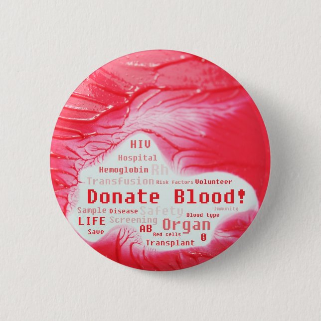 Donate blood concept design 6 cm round badge (Front)