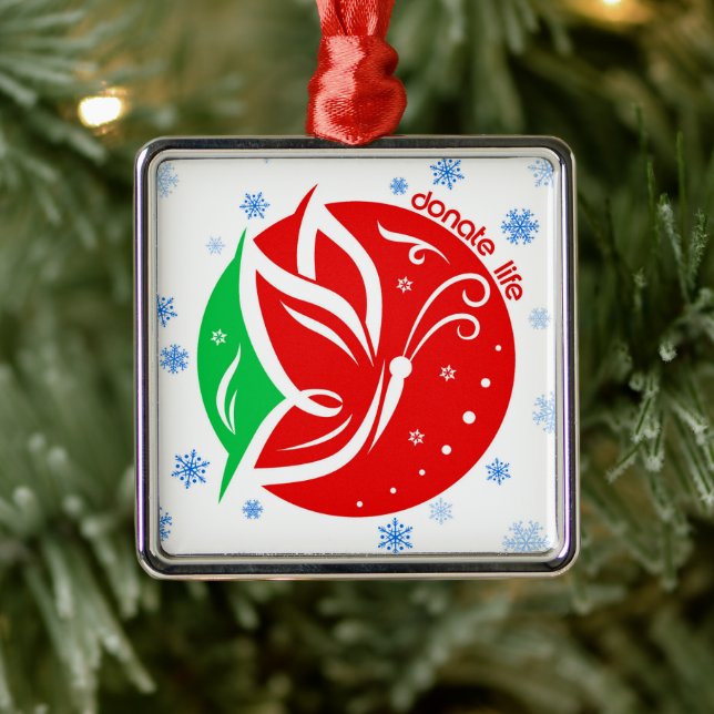 Donate Life Butterfly Donor Awareness Christmas Metal Ornament (Tree)