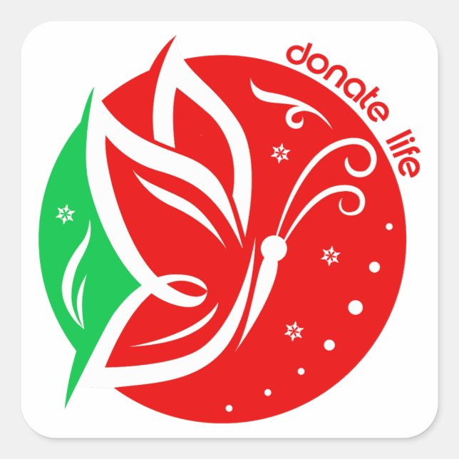 Donate Life Butterfly Donor Awareness Christmas Square Sticker (Front)