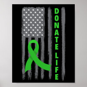 Donate Life Patriotic American Flag Usa Kidney Don Poster