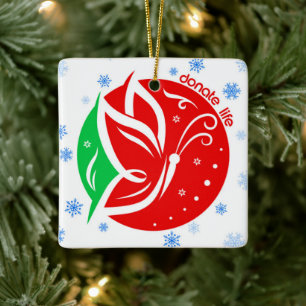 Donate Life Transplant Recipient Christmas Ceramic Ornament