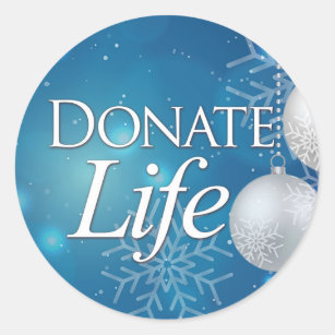 Donate Life with Ornaments & Snowflakes Classic Round Sticker