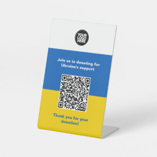 Donate To Ukraine   Business logo, text, Qr Code Pedestal Sign