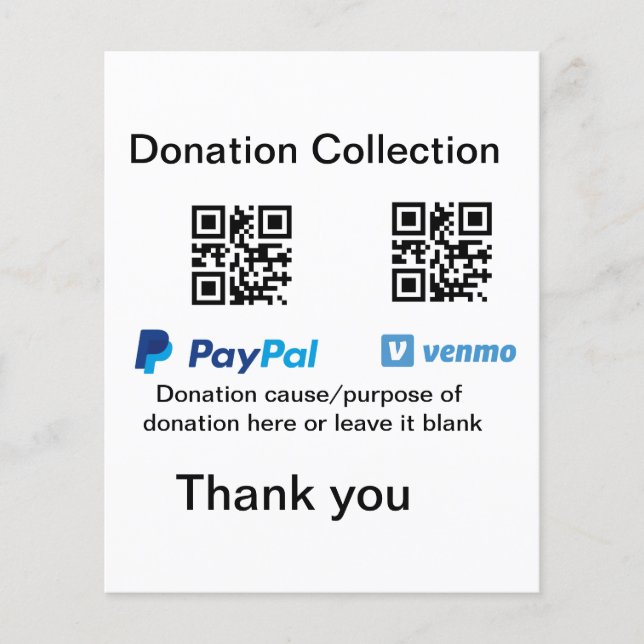 Donation Collection tip jar add your q r name caus (Front)