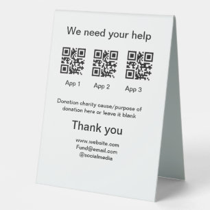 Donation Collection tip jar add your q r name caus