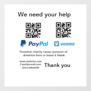 Donation Collection tip jar add your q r name caus