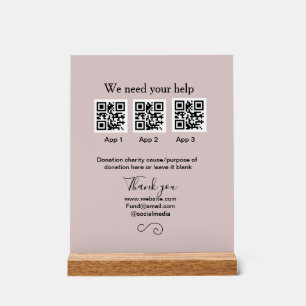 Donation Collection tip jar add your q r name caus Acrylic Sign