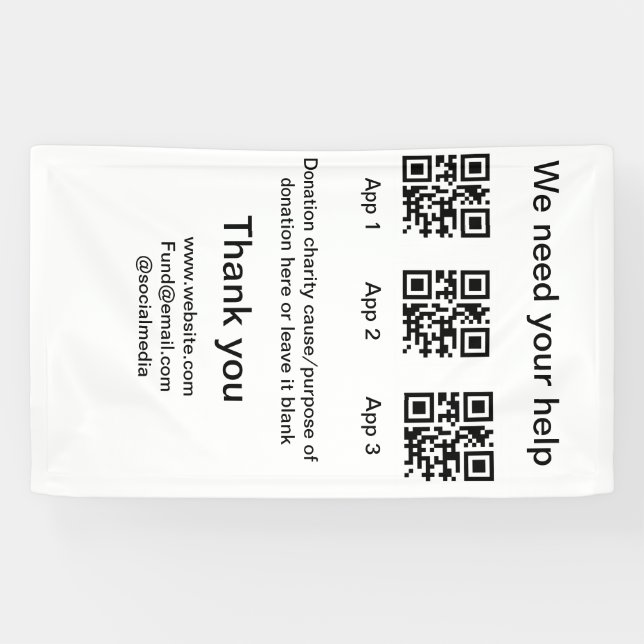 Donation Collection tip jar add your q r name caus Banner (Horizontal)