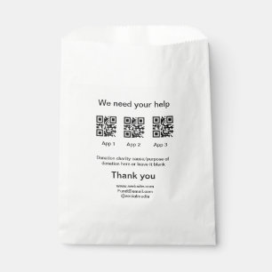 Donation Collection tip jar add your q r name caus Favour Bag