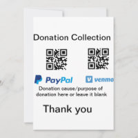 Donation Collection tip jar add your q r name caus