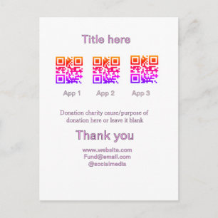 Donation Collection tip jar add your q r name caus Holiday Postcard