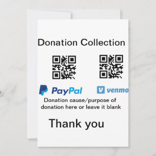 Donation Collection tip jar add your q r name caus Invitation