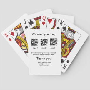 Donation Collection tip jar add your q r name caus Playing Cards