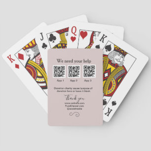 Donation Collection tip jar add your q r name caus Playing Cards