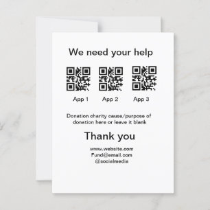 Donation Collection tip jar add your q r name caus Postcard