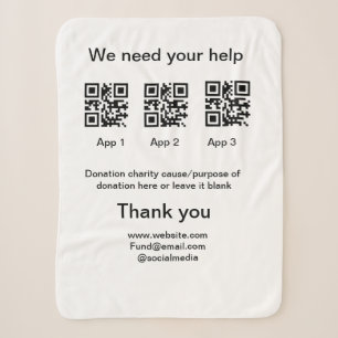 Donation Collection tip jar add your q r name caus Sherpa Blanket