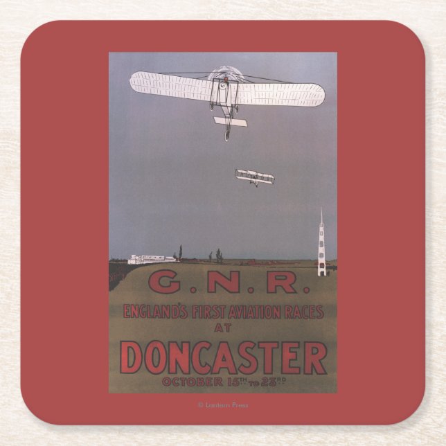 Doncaster, England - First Aviation Races Square Paper Coaster (Front)