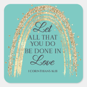 Done In Love Gold Rainbow  Square Sticker