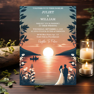 Done Mountain Lakeside Forest Outdoor Lake Wedding Invitation