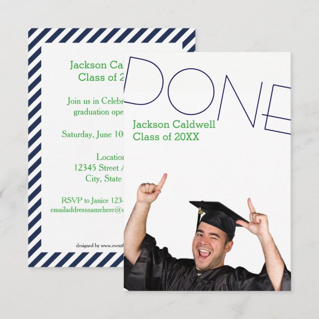 Done Photo Vertical - 3x5 Graduation Party Invite (Front/Back)