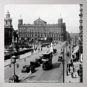 Donegall Square, Belfast City Hall 1910 N. Ireland Poster