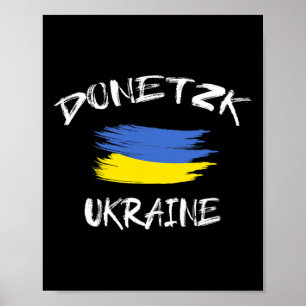 Donetsk Ukraine Souvenir Ukrainian Country Flag Br Poster