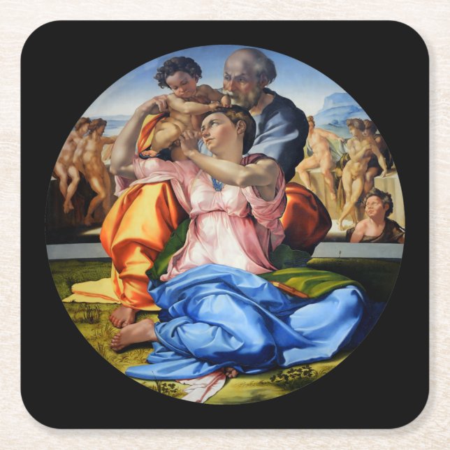 Doni Tondo, Doni Madona, Michelangelo, 1507 Square Paper Coaster (Front)