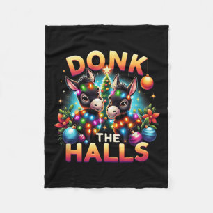 Donk The Halls Christmas Donkeys Tangled In Christ Fleece Blanket