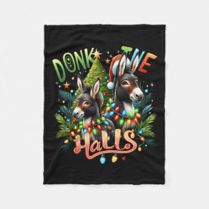 Donk The Halls Christmas Donkeys Tangled In Christ Fleece Blanket
