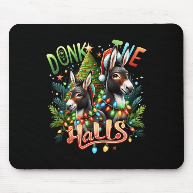 Donk The Halls Christmas Donkeys Tangled In Christ Mouse Pad (Front)
