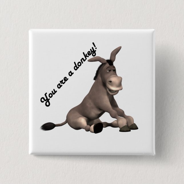 Donkey 15 Cm Square Badge (Front)