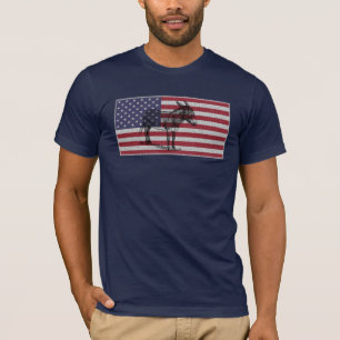 Donkey American Flag on Navy Blue T-Shirt