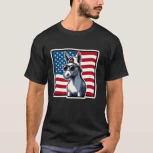 Donkey American Flag Patriotic 4th Of July Donkey T-Shirt