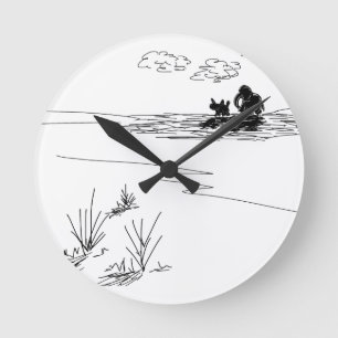 donkey and elephant and shadows round clock